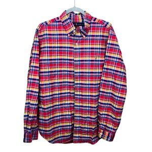 Ralph Lauren Classic Fit Shirt Mens LG Plaid Pink Purple Button Down Flesh Pony